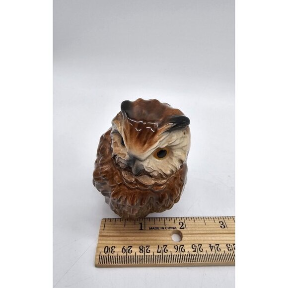 Vintage Goebel Porcelain Brown Screech Owl Bird #38317-08 Figurine West Germany - Picture 6 of 7